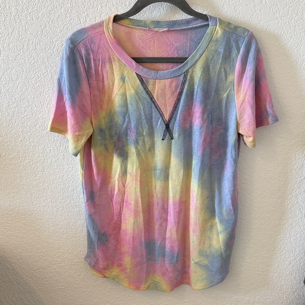 Pink Lily Multicolor Tie-Dye Short Sleeve Tee